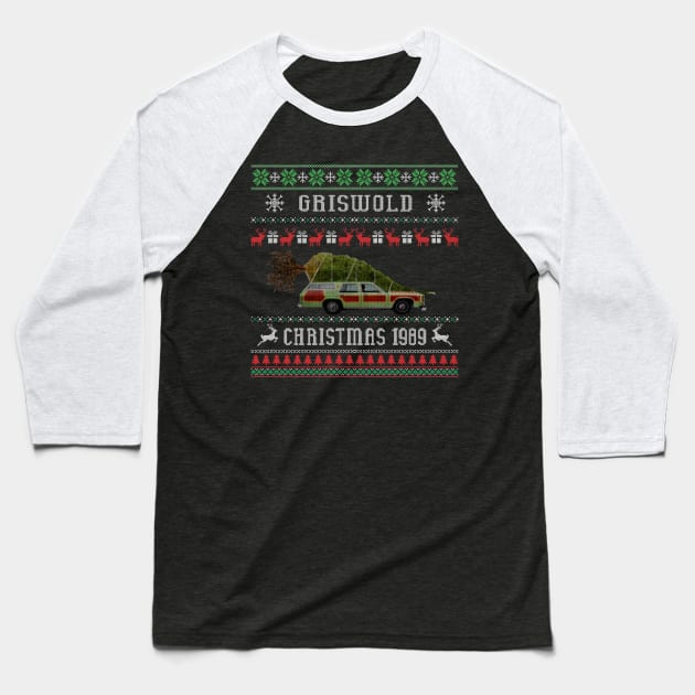 Griswold Christmas 1989 Ugly Sweater Baseball T-Shirt by Alema Art